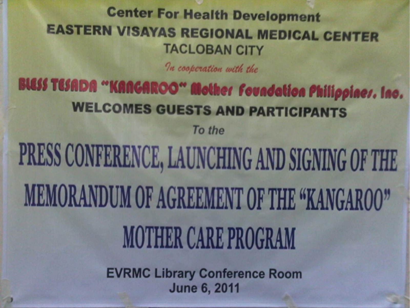 Eastern Visayas Regional Medical Center (EVRMC) Espouse Kangaroo Mother Care